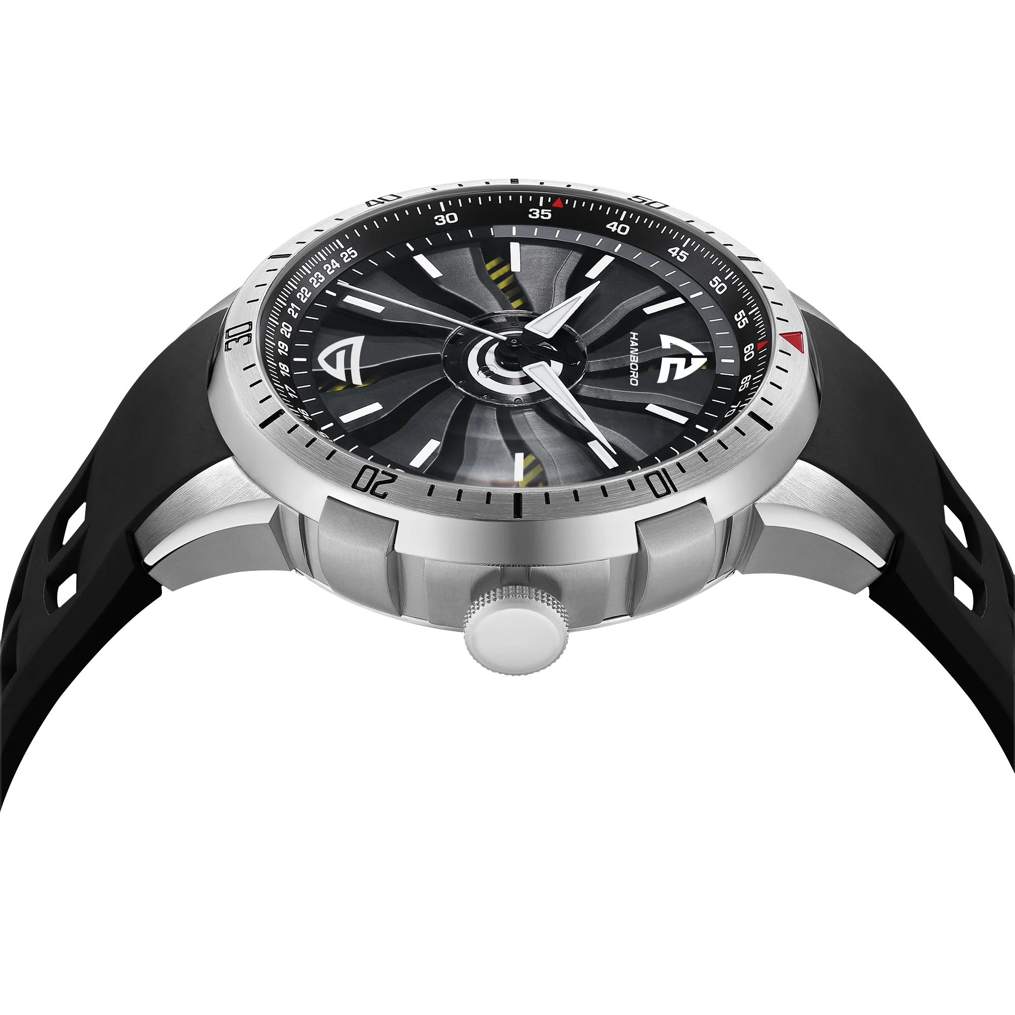 Reloj mecánico con volante ahuecado de HANBOROMen, reloj impermeable luminoso personalizado completamente automático