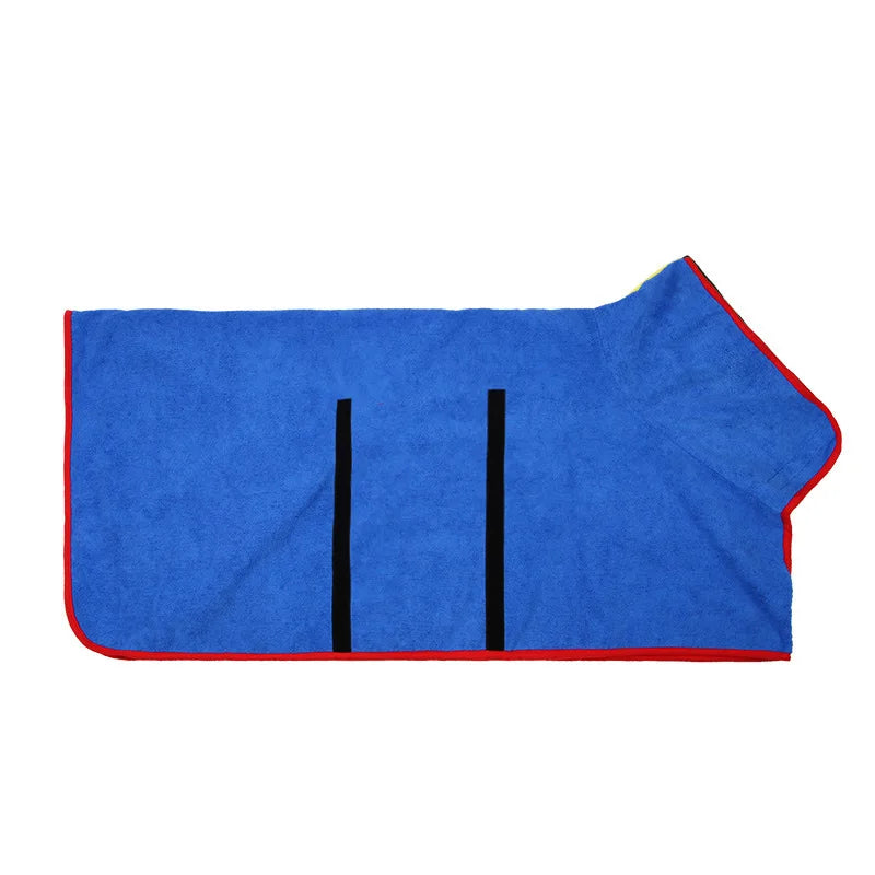Toalla de albornoz para perros 2 en 1, cinta mágica ajustable, bata de secado rápido, ropa súper absorbente para mascotas para perros pequeños y medianos después del baño