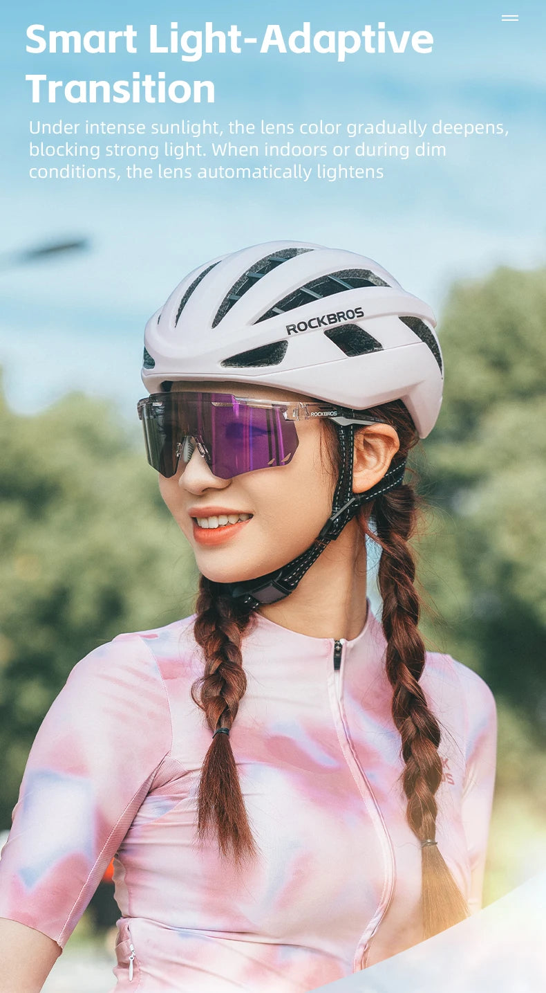 ROCKBROS-gafas de sol polarizadas y fotocromáticas para ciclismo, lentes deportivas para bicicleta de montaña y carretera, protección UV400