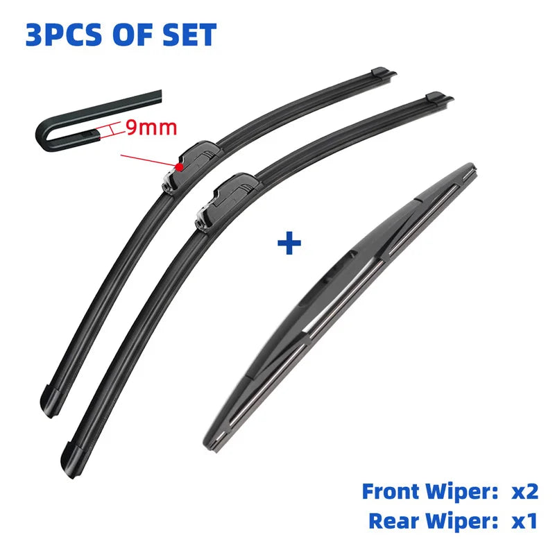 3 uds para Mitsubishi Grandis 2003-2011 28 "+ 22" + 12 "escobillas de limpiaparabrisas delanteras y traseras accesorios para cortador de ventana 2003