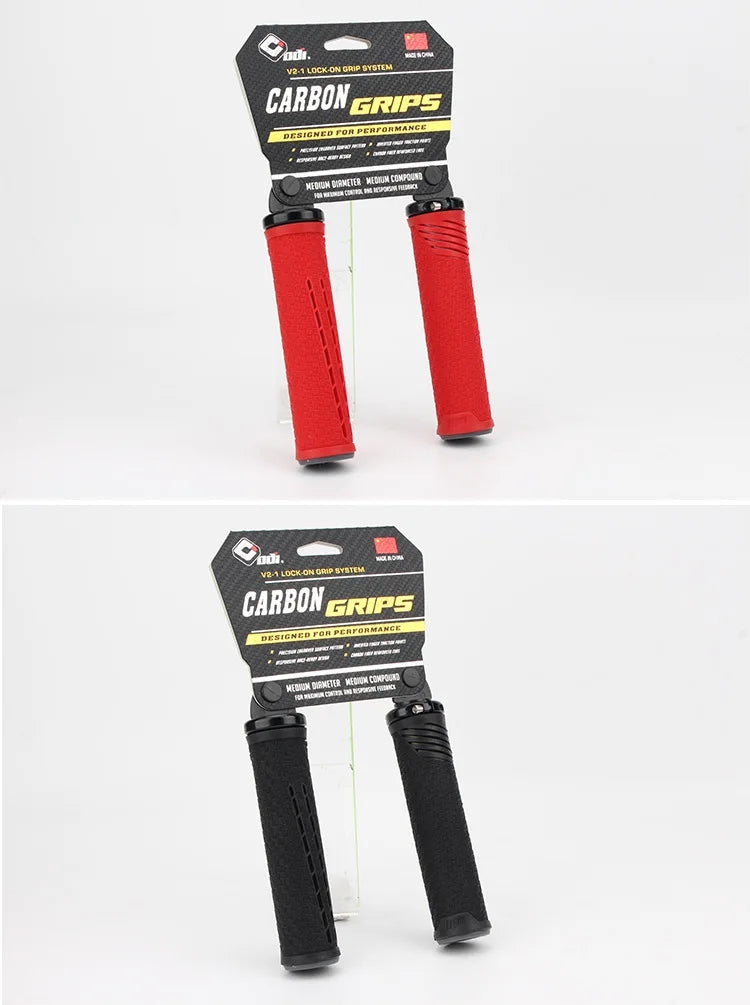 ODI-empuñaduras de bicicleta con bloqueo, empuñaduras ligeras de silicona y fibra de carbono, antideslizantes, absorción de impacto, agarre cómodo, accesorio para bicicleta