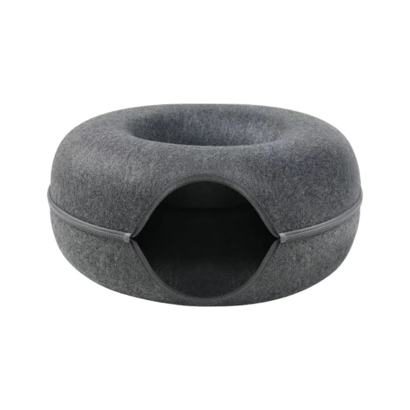 Cama Túnel para Gatos de Interior, Desmontable y Lavable, Cueva de Fieltro para Gatos, Escondite Interactivo, Nido de Descanso, Apto para Viviendas con Múltiples Gatos