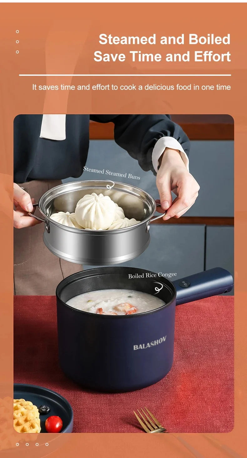 Mini Cocina eléctrica multifunción todo en uno, olla individual de doble capa para el hogar, olla para Fideos, olla caliente antiadherente, herramienta de cocina