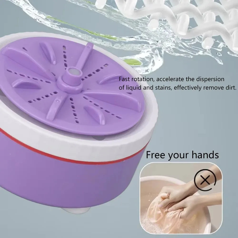 Mini lavadora USB portátil, turbina compacta para ropa interior y calcetines con 3 velocidades ajustables, diseño que ahorra espacio para dormitorios y viajes
