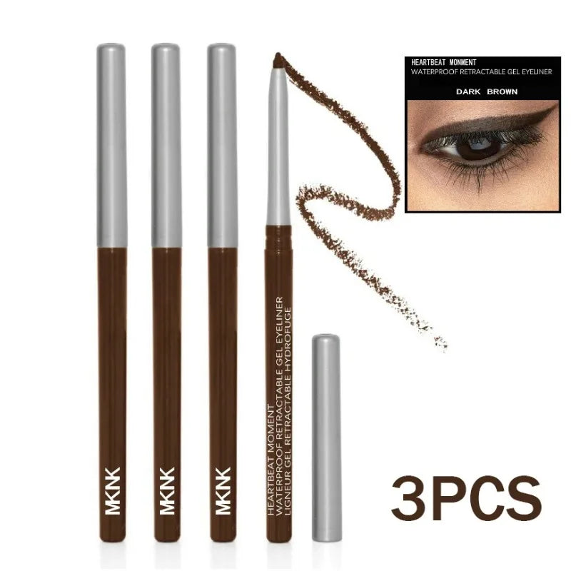 Lápiz Delineador de ojos negro resistente al agua, a prueba de manchas, de larga duración, crema marrón oscuro, delineador de ojos en Gel, maquillaje de ojos para principiantes, 1-3 unidades