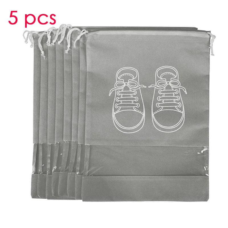 Organizador de zapatos Visible, bolsa de almacenamiento con cordón no tejido grueso a prueba de polvo, bolsa de viaje para ropa, bolsos de almacenamiento, 1/3/5 Uds.