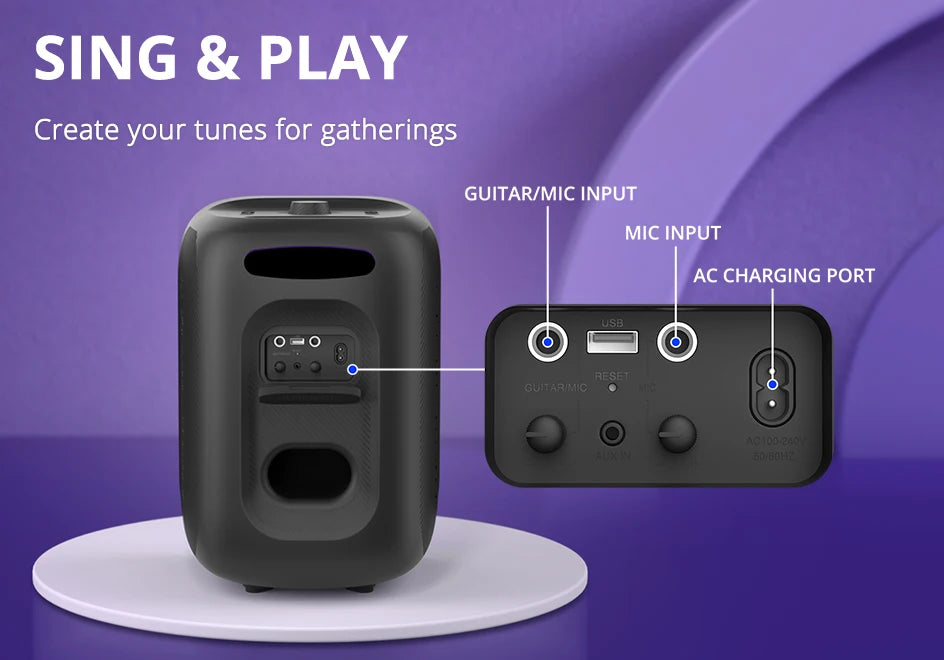 Tronsmart bocina bluetooth Halo 200 altavoz bluetooth potente Altavoz de fiesta potente Bluetooth con 120 W, sistema de sonido de 3 vías, entrada de micrófono y guitarra con cable, control de aplicaciones