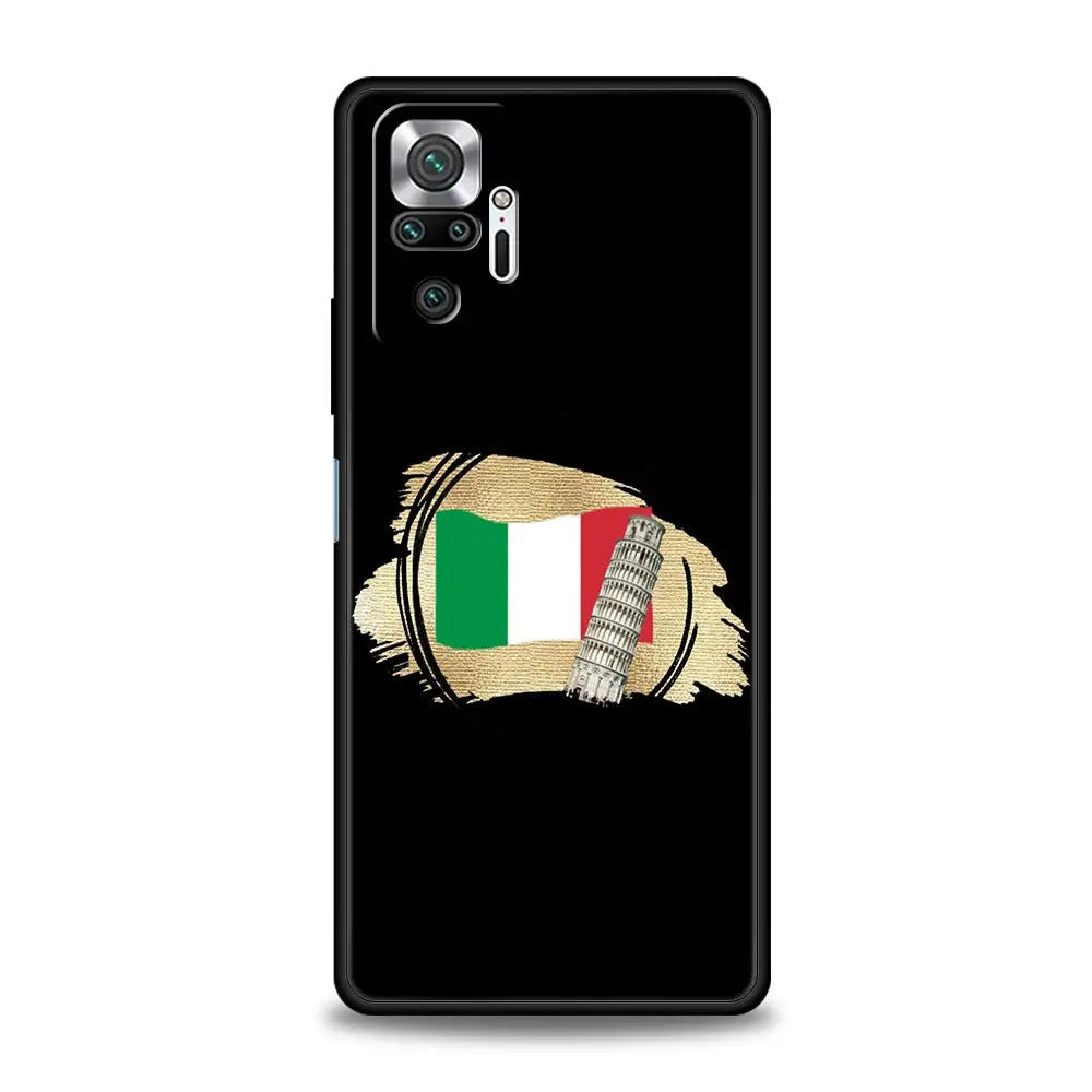 Funda de teléfono con bandera de Italia para Xiaomi Redmi Note 13, 12, 5G, 11, 10 Pro Plus, 4G, 9S, 8, 7, 9T, 13C, 12C, 10C, 9C, 9A, funda de silicona suave