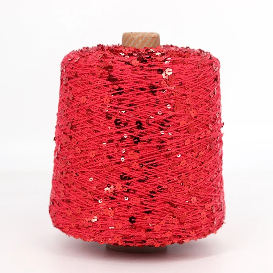 Cooamuu-Hilo de lentejuelas de algodón de lujo, hilo para tejer a mano, 500G/bobina, 3MM + 6MM, accesorios de lentejuelas