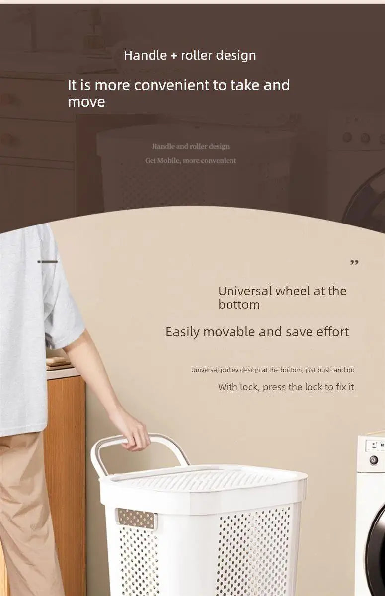 Cesto para Ropa Sucia de Gran Capacidad con Ruedas y Tapa para Baño, Uso Doméstico, Organizador de Almacenamiento para Dormit...