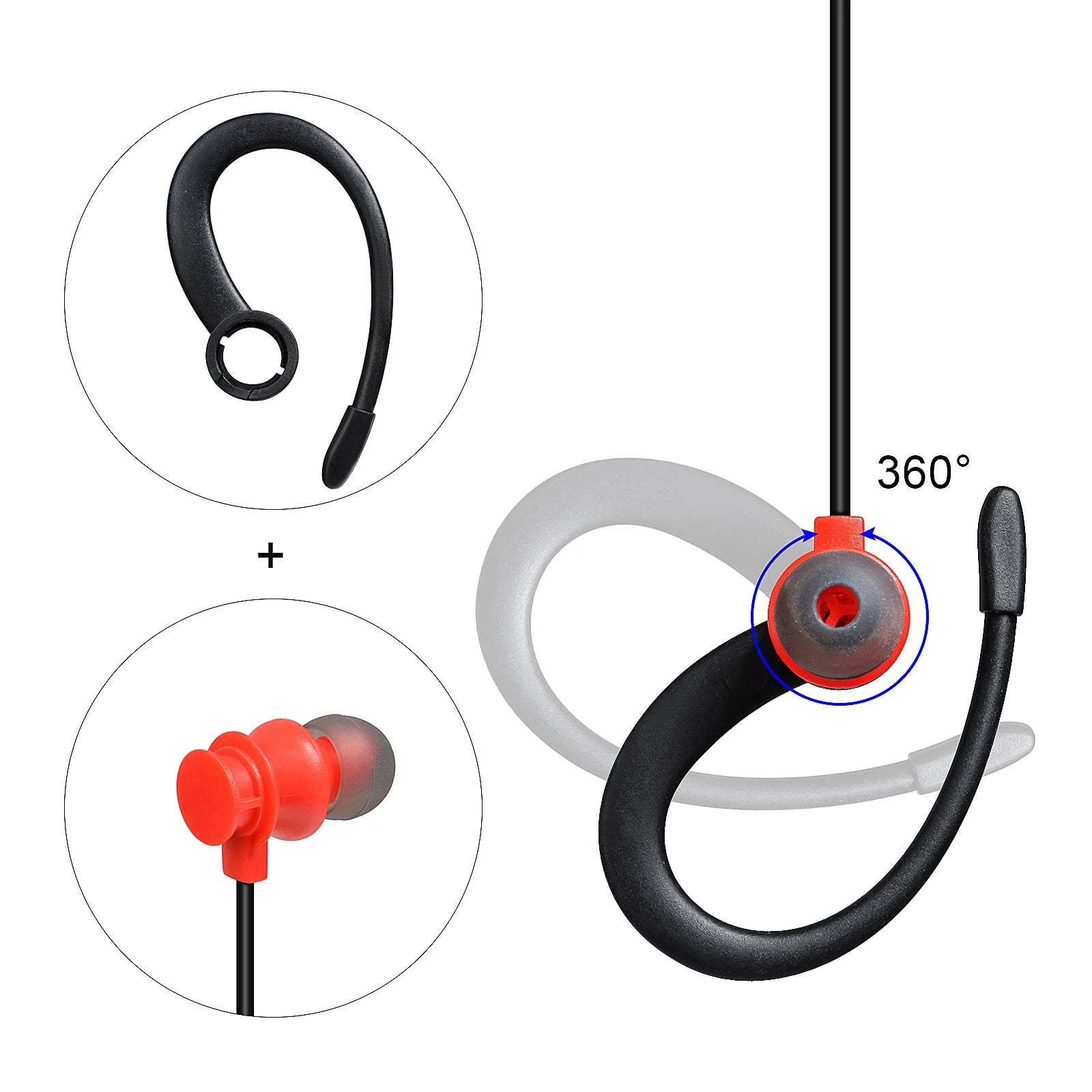 Walkie Talkie en forma de G de 1Pin, auricular solo para escuchar, auricular suave con enchufe de 3,5mm para Motorola, altavoz de Radio bidireccional, micrófono