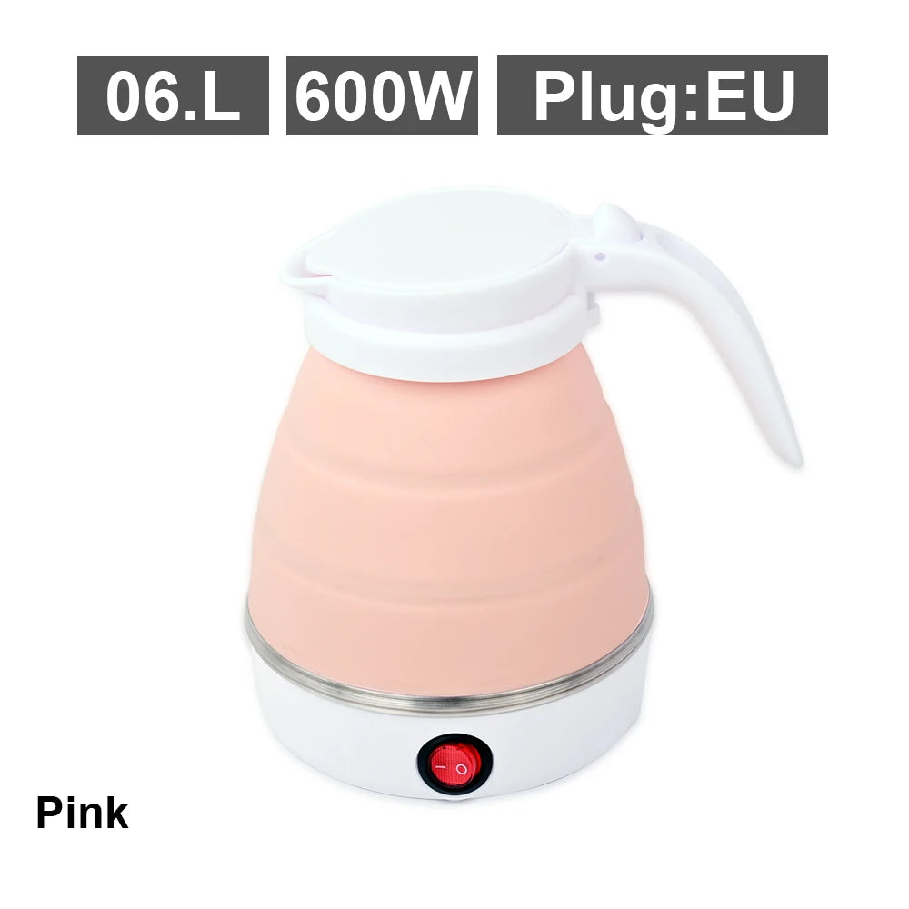 Mini Hervidor eléctrico plegable, Hervidor eléctrico portátil de 0,6l, calentador de agua de viaje para el hogar, compresión de silicona de 110V-220V