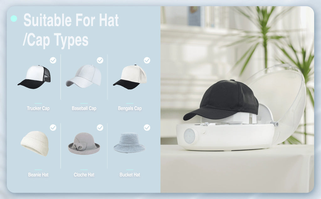 Máquinas automáticas para el cuidado de sombreros, esterilización a vapor, planchado y secado de sombreros de béisbol, sombreros de pescador, etc. (también para la pasteurización a vapor de pelucas)