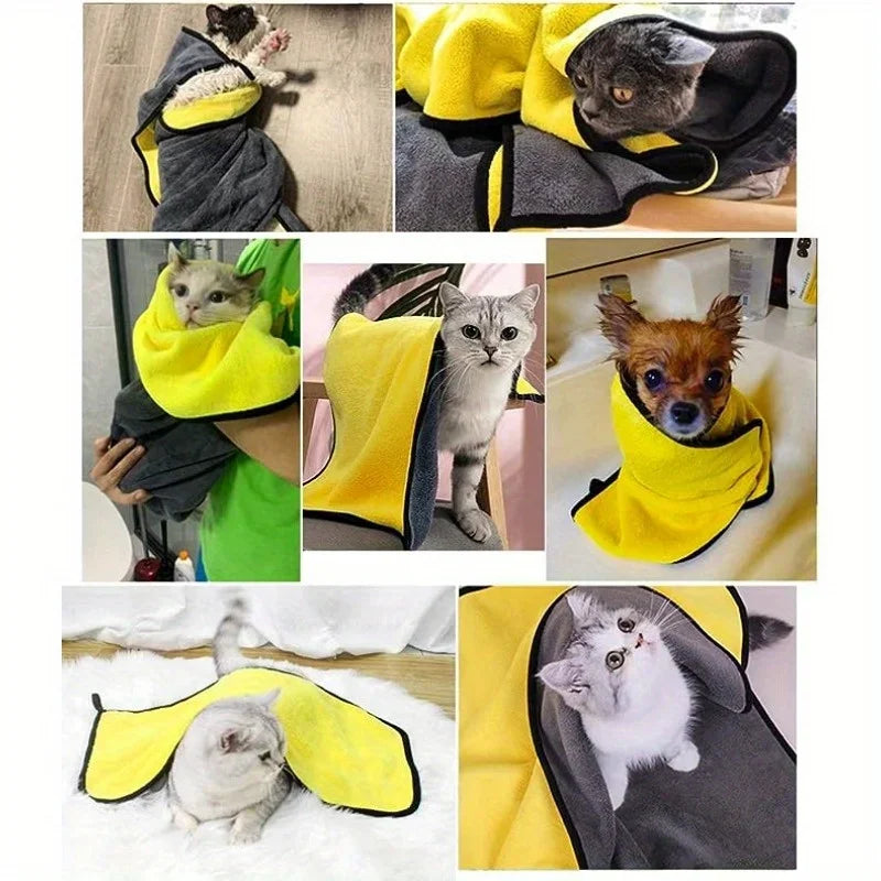Toalla absorbente para mascotas, toalla de baño de secado rápido para perros y gatos, toalla para mascotas súper absorbente de fibra ultrafina, suministros de limpieza