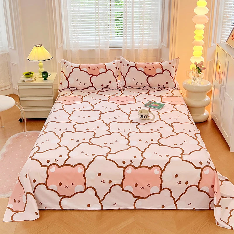 Sábanas Suaves y Agradables al Tacto, Estampadas, para el Hogar, Planas, para Cama King, Queen, Individual, Doble, Transpirables, Duraderas, 1 o 3 Piezas/Juego
