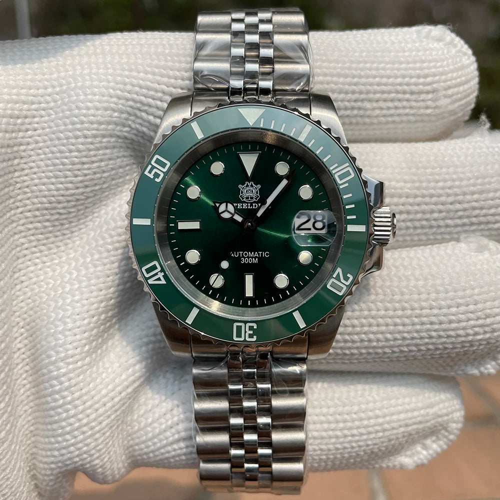 STEELDIVE SD1953 41MM clásico agua fantasma calendario lupa NH35 movimiento mecánico BGW9 superluminoso 30Bar reloj impermeable