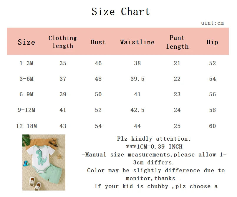 Conjunto informal para bebé recién nacido, conjunto de dos piezas de manga corta y pantalones cortos con dibujos de dinosaurios de 0 a 18 meses, ropa bonita de verano para niño