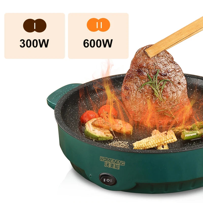 Sartén eléctrica multicocina, 220V, barbacoa casera, filete frito, tortilla de pescado, sartén antiadherente, máquina de cocina