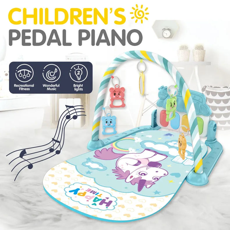 Alfombra de gimnasio para actividades musicales para bebé, alfombra para recién nacido, Pedal, teclado de Piano, estante de Fitness infantil, tapete para gatear, juguetes de regalo