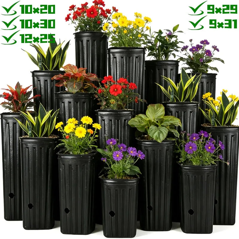 Macetas Altas y Profundas para Árboles, Contenedores para Plantas y Flores, Macetas de Inicio con Orificios de Drenaje, Vasos para Semilleros de Jardín y Exteriores
