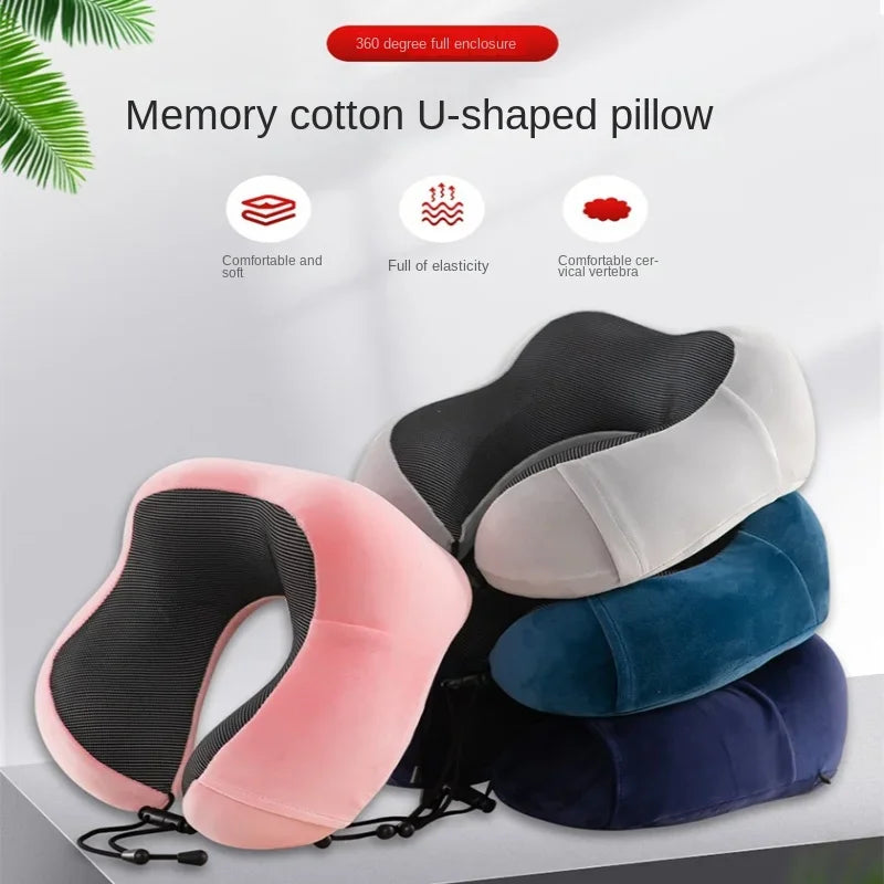Almohadas de espuma viscoelástica en forma de U para el cuello, almohada de viaje suave, almohada de masaje para el cuello, almohada de avión para dormir, ropa de cama para el cuidado de la salud Cervical