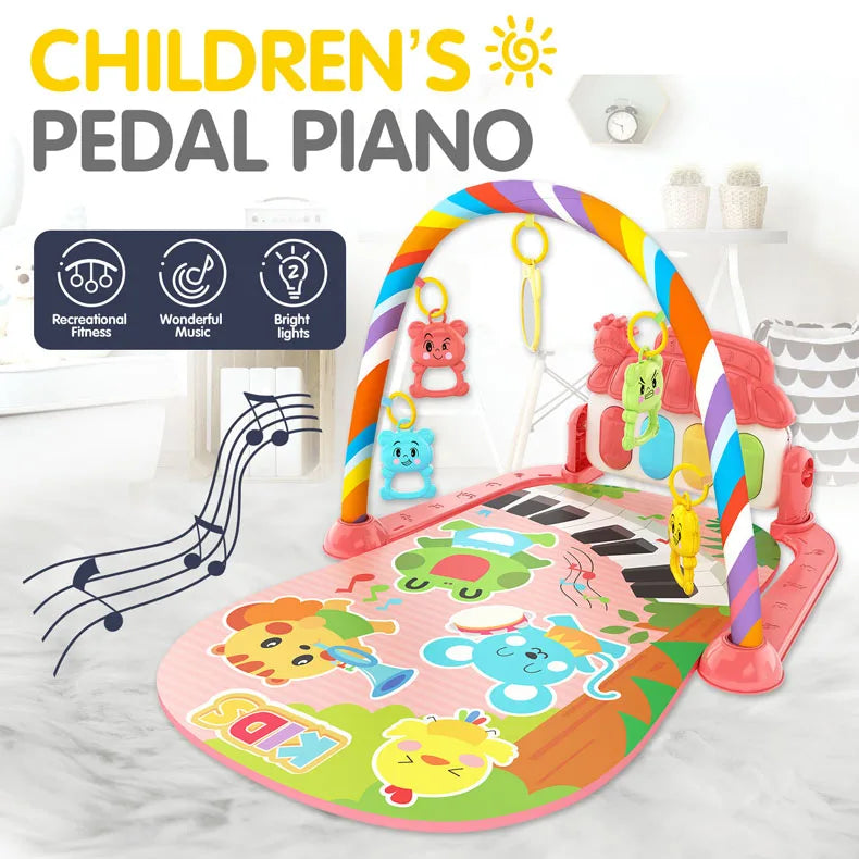 Alfombra de gimnasio para actividades musicales para bebé, alfombra para recién nacido, Pedal, teclado de Piano, estante de Fitness infantil, tapete para gatear, juguetes de regalo