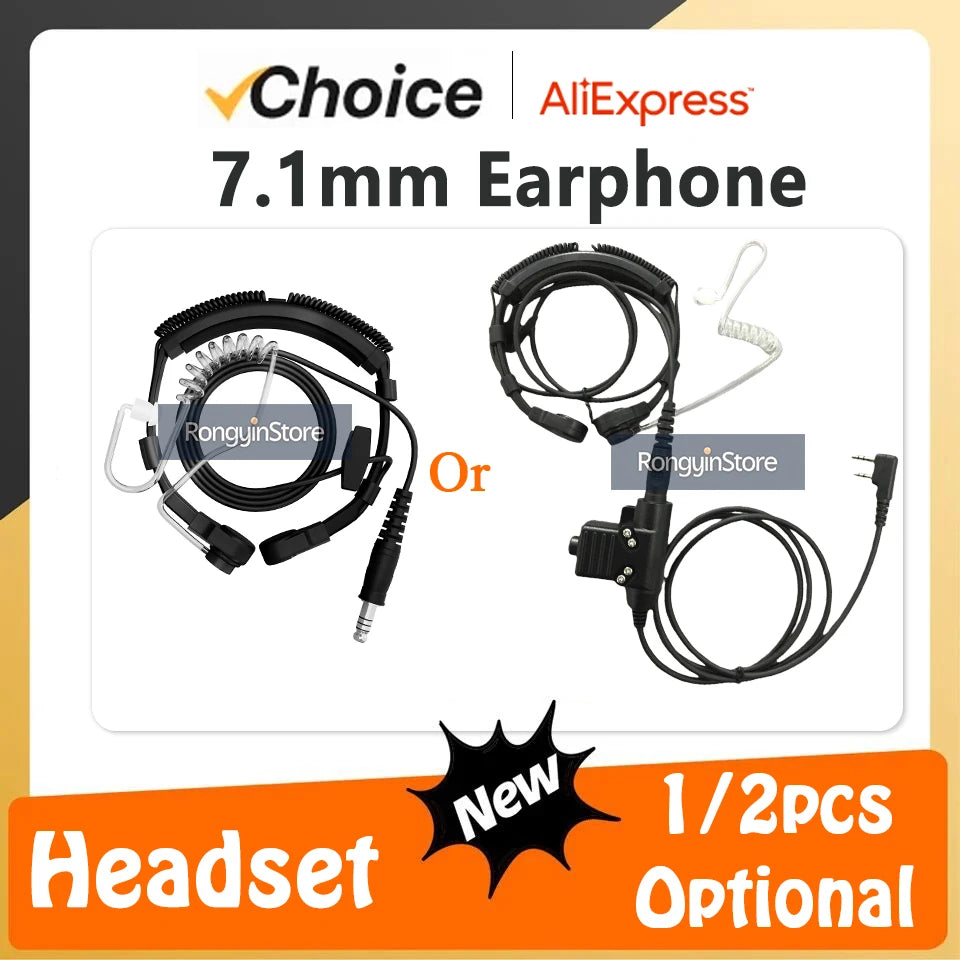 Baofeng Walkie Talkie micrófono de alta resistencia U94 PTT cuello micrófono de garganta auricular Radio Nato auriculares tácticos para Radios Kenwood HYT
