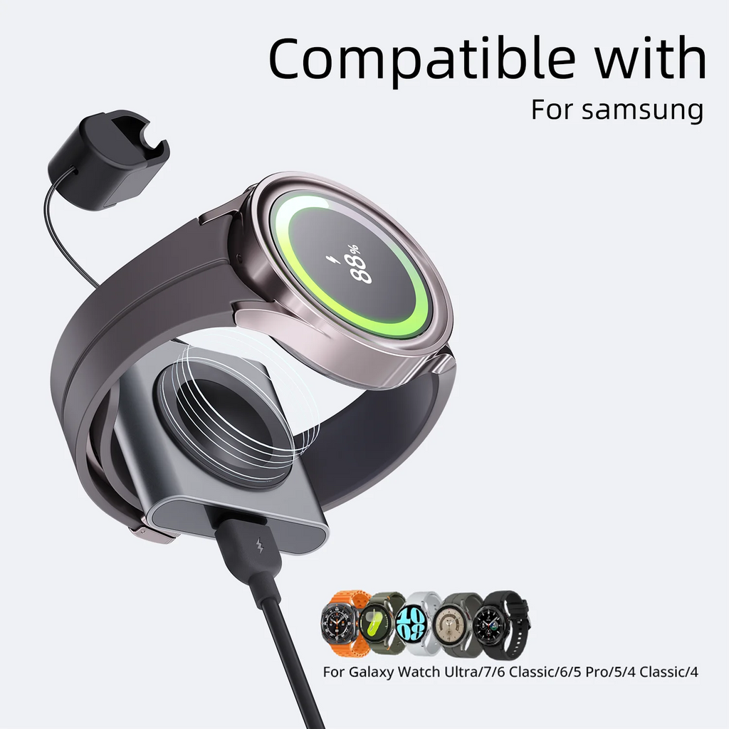 Cargador Magnético Bonola para Reloj Samsung Galaxy Watch Ultra/8/7/6/5 Classic, Carga Inalámbrica Portátil de C a C para Galaxy Active