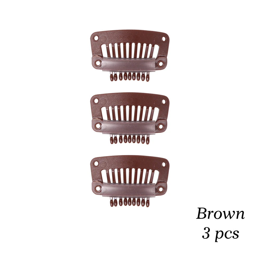 Clips de peluca de plástico negro de 32Mm, Clip a presión utilizado para extensiones de cabello, postizos de trama, pelucas, pinzas para el cabello grandes, herramientas de estilismo, accesorios para peluca