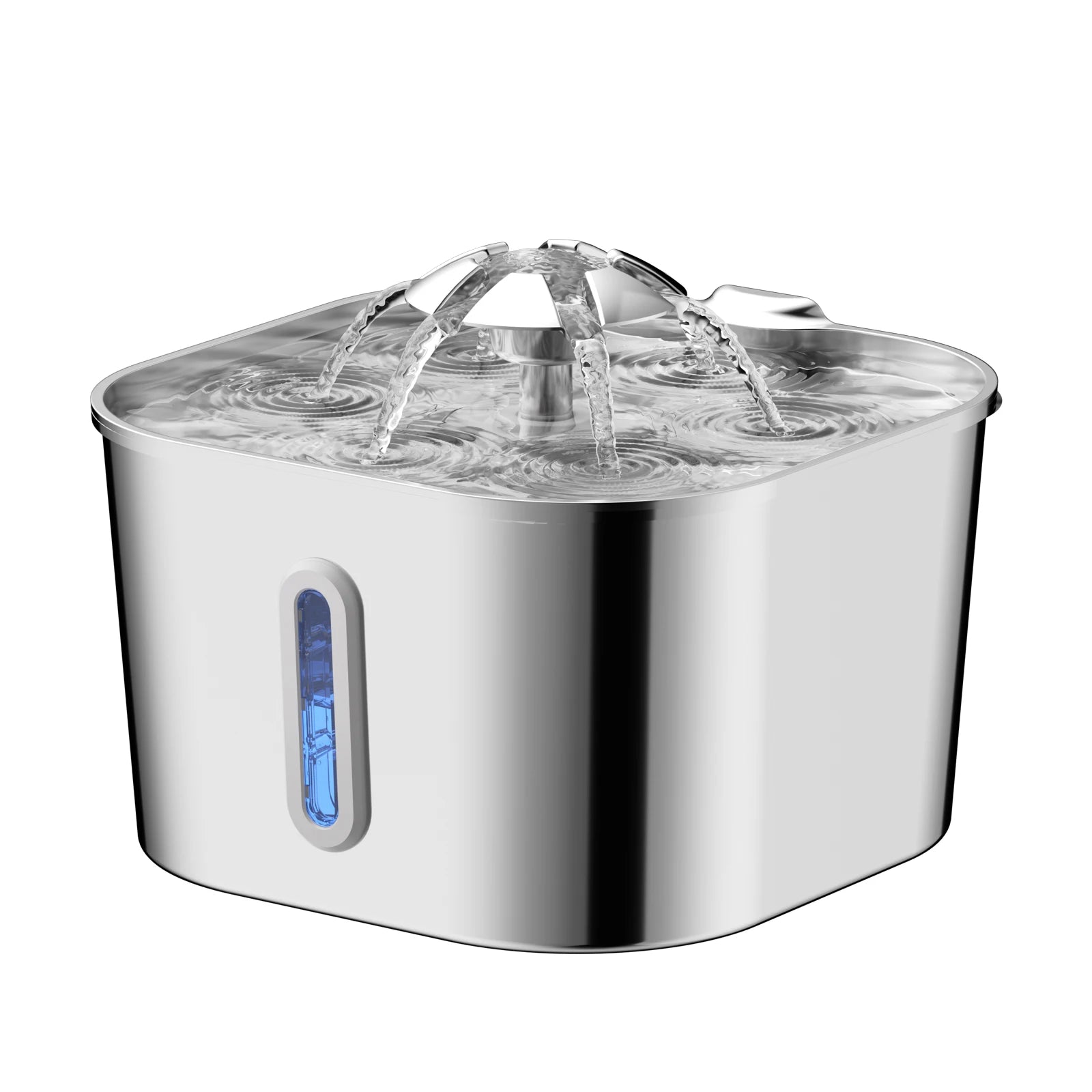 Fuente automática para gatos de 2,2l/74OZ, dispensador de agua para mascotas de acero inoxidable, bomba de agua silenciosa, filtrado de circulación, ventana Visual