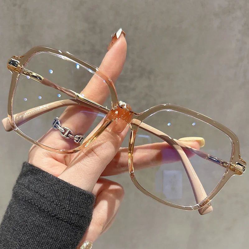 CLLOIO, gafas de lectura poligonales personalizadas de primera calidad, gafas de miopía a la moda para mujer, gafas graduadas con bloqueo de luz azul