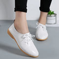 Mocasines de piel auténtica para mujer, zapatos informales, calzado suave con punta estrecha, zapatos planos de verano