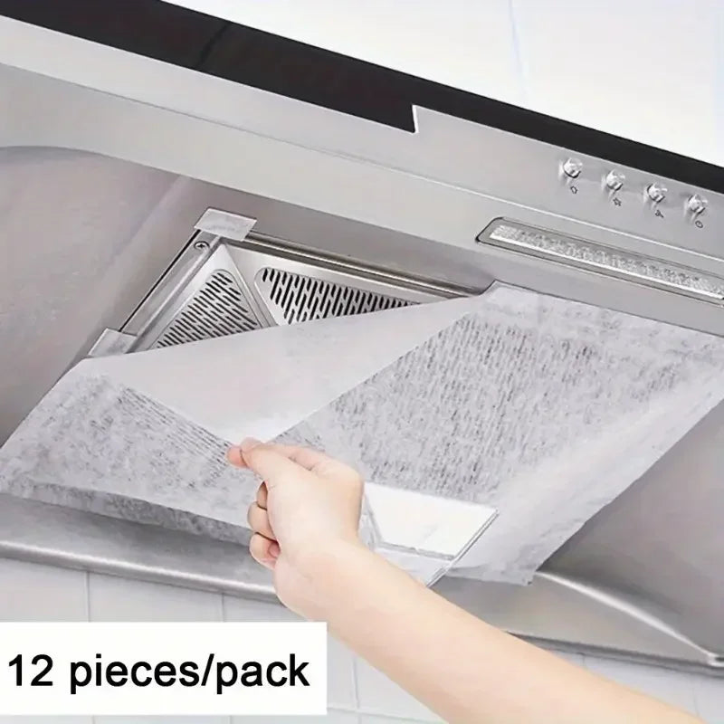 12 Uds capó desechable filtro de aceite papel no tejido capó Extractor ventilador filtro cocina capó grasa Anti aceite algodón