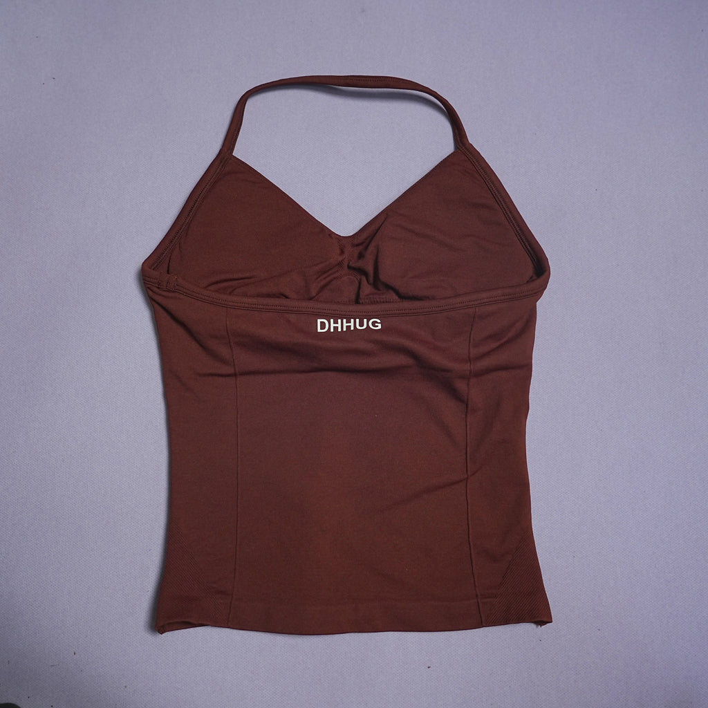 DHHUG Top deportivo para mujer, camiseta sin costuras para yoga con relleno extraíble, top deportivo sin mangas con cuello en V, para gimnasio y correr
