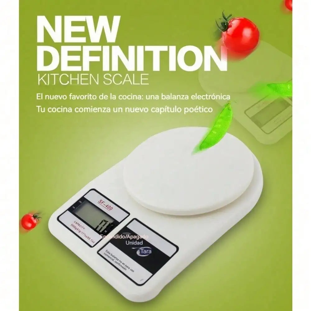 Báscula de Cocina Digital 10kg - Balanza Electrónica de Precisión Portátil con Batería, Pesa de Alimentos Inteligente para el Hogar