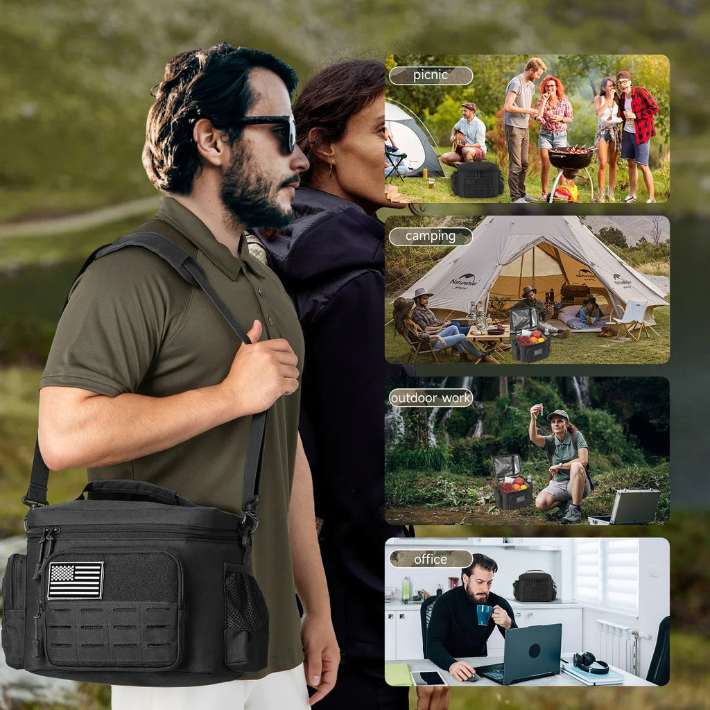 Bolsa térmica táctica para exteriores, fiambrera resistente para trabajo, bolsa de almuerzo duradera con aislamiento a prueba de fugas para hombres, comida, Camping, Picnic