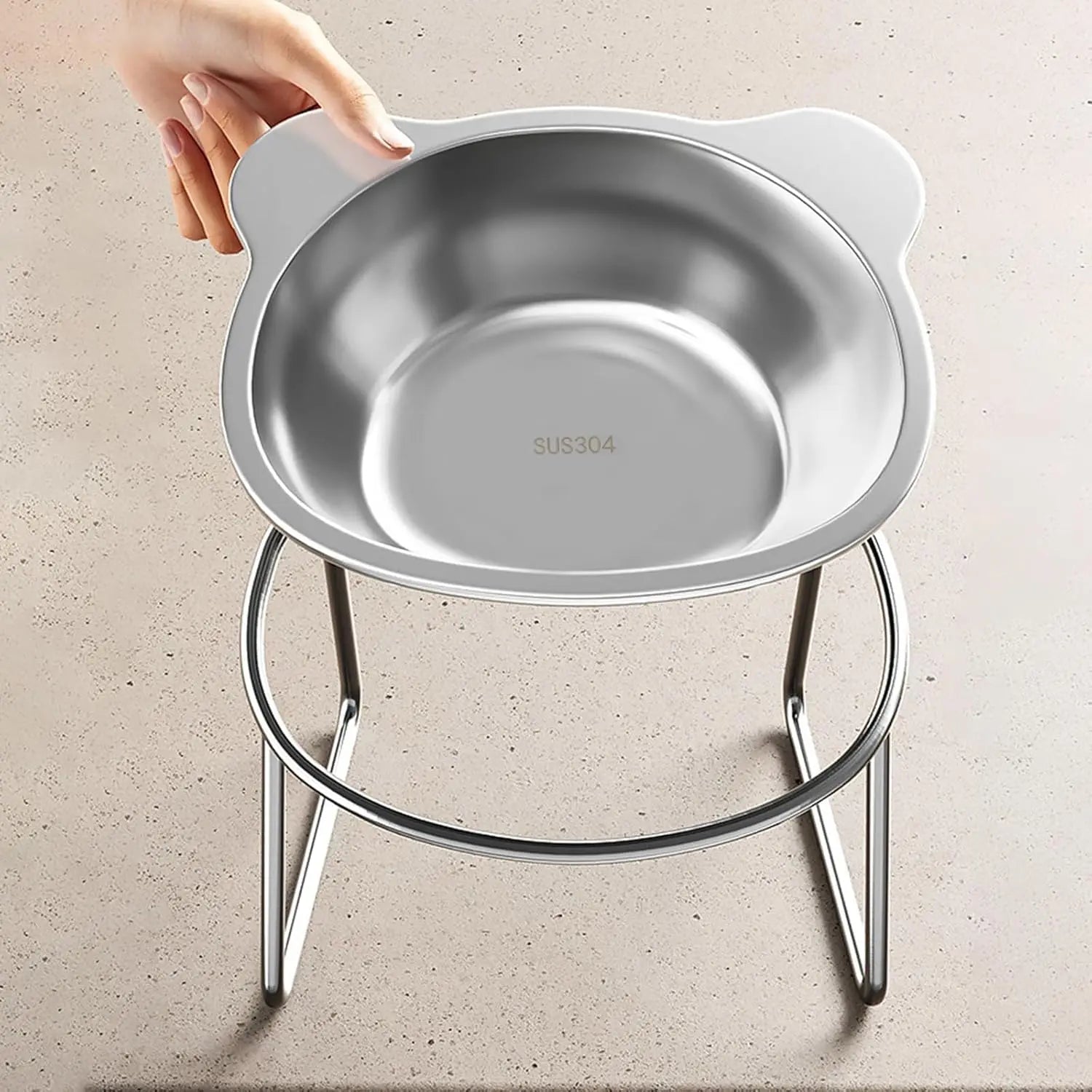 Cuencos para gatos elevados estables elevados 15 °   Cuencos para perros con protección para el cuello, cuenco de comida para gatos de acero inoxidable 304 resistente a roturas para cachorros y gatos