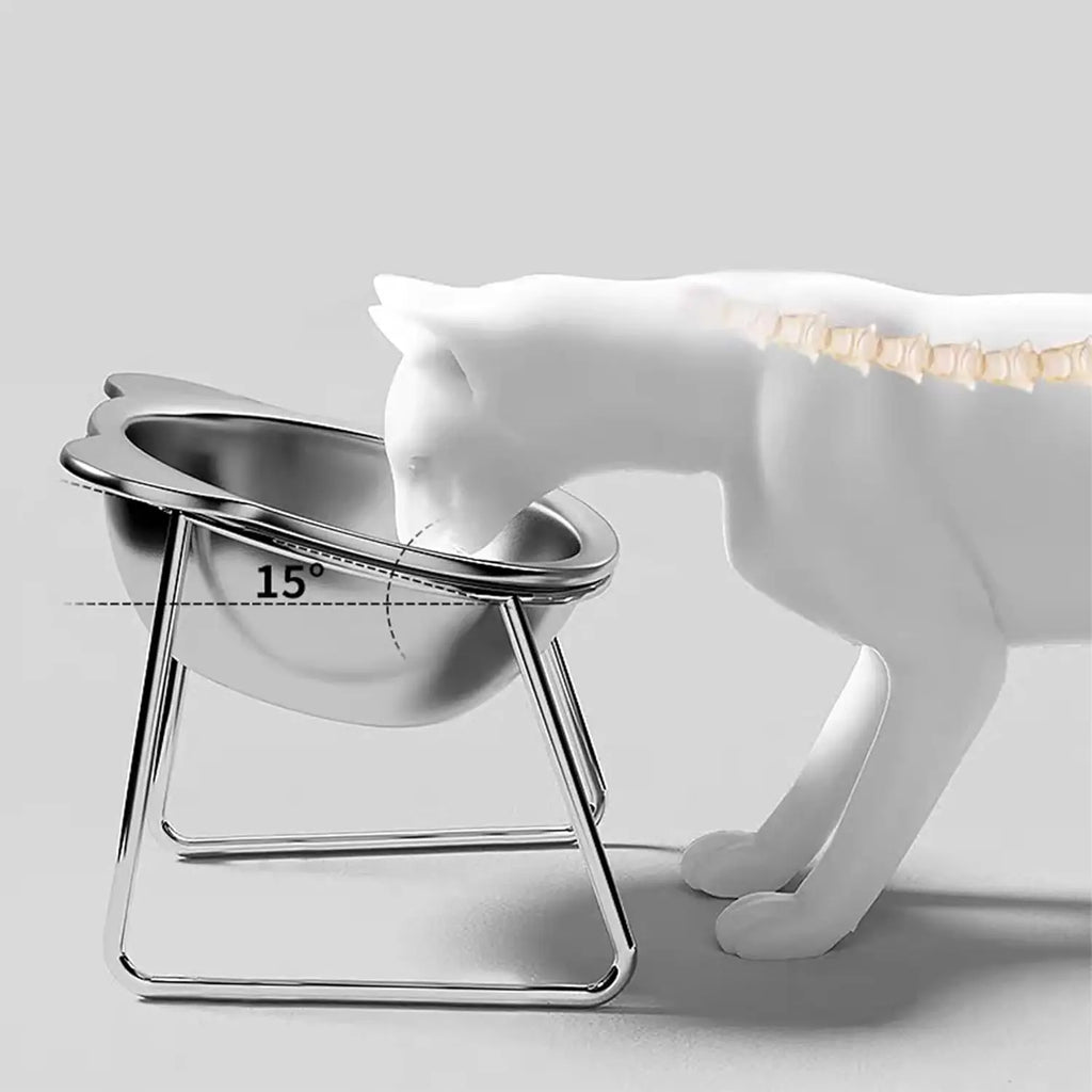 Cuencos para gatos elevados estables elevados 15 °   Cuencos para perros con protección para el cuello, cuenco de comida para gatos de acero inoxidable 304 resistente a roturas para cachorros y gatos