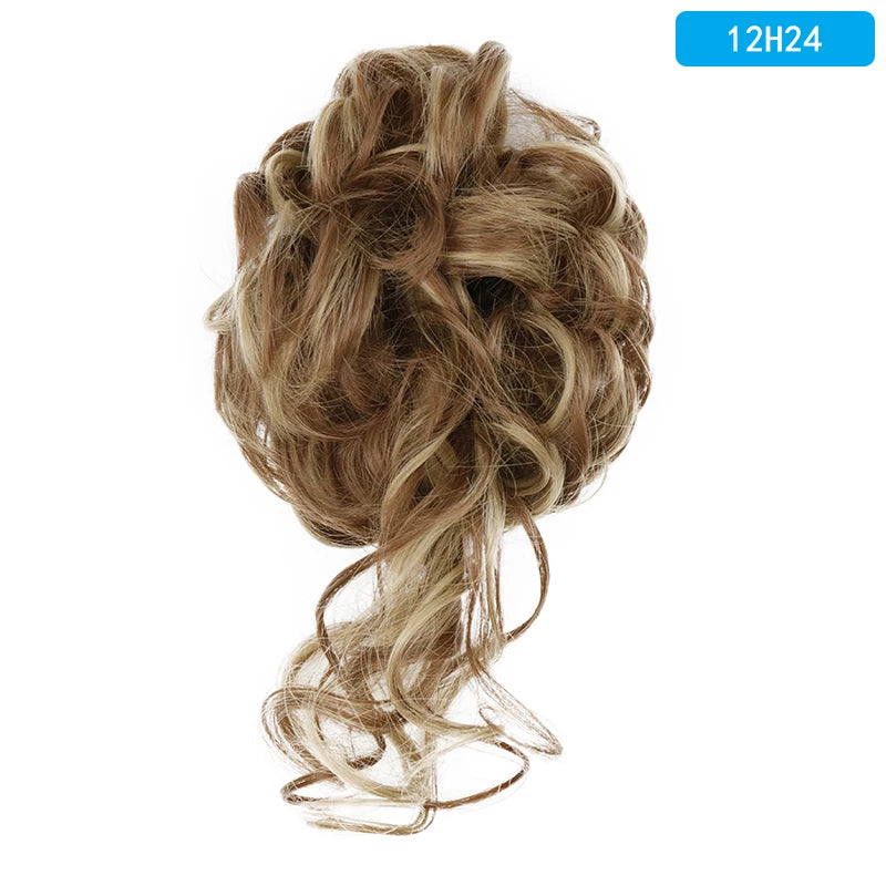AZQUEEN-extensión de cabello de moño desordenado, banda elástica sintética, moño ondulado rizado, Scrunchies Donut Updo, postizo para mujer