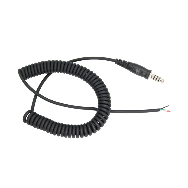 Cable adaptador de resorte de repuesto DIY para auriculares de helicóptero U174/U adaptador de auriculares Cable de Audio de resorte accesorios para auriculares
