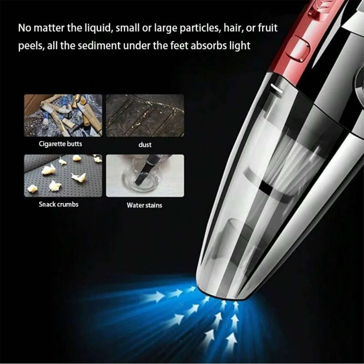 Aspiradora portátil con carga rápida en el vehículo, aspiradora inalámbrica portátil para el cabello de mascotas con fuerte atracción recargable