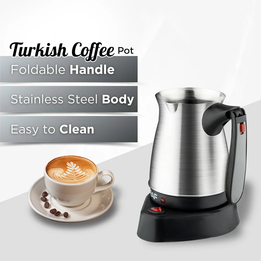 Cafetera turca de 600W, cafetera portátil italiana, árabe, griega, Moka, mango plegable, fácil para viajes en casa