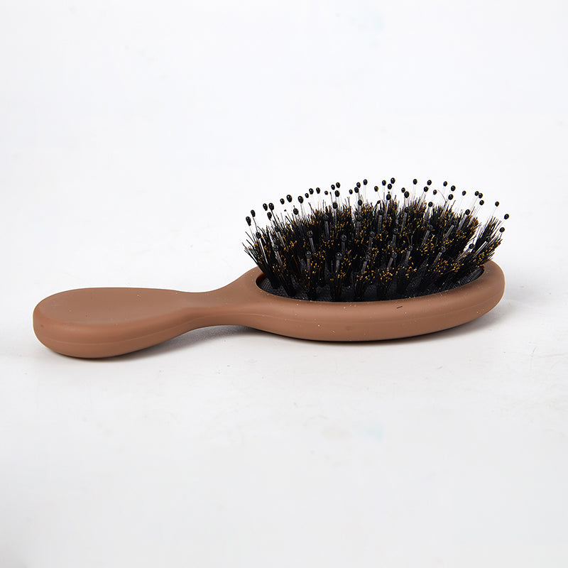 Mini cepillo ovalado portátil de cerdas de jabalí, peine de masaje para el cuero cabelludo, herramienta de peinado para el cuidado del cabello, 1 piezas