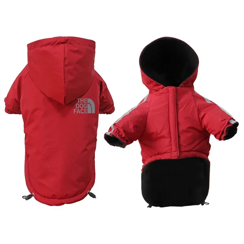 Ropa reflectante para mascotas, abrigo cálido impermeable para perros, chaqueta con capucha de algodón, cara de perro, ropa para perros pequeños, otoño e invierno