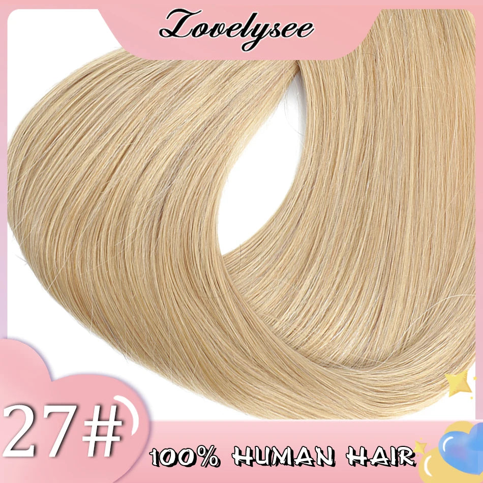 Lovelysee 3/4 media peluca de cabello humano con Clip en extensiones de cabello cabello Remy liso sedoso Color marrón suave 150% 180% peluca para mujeres