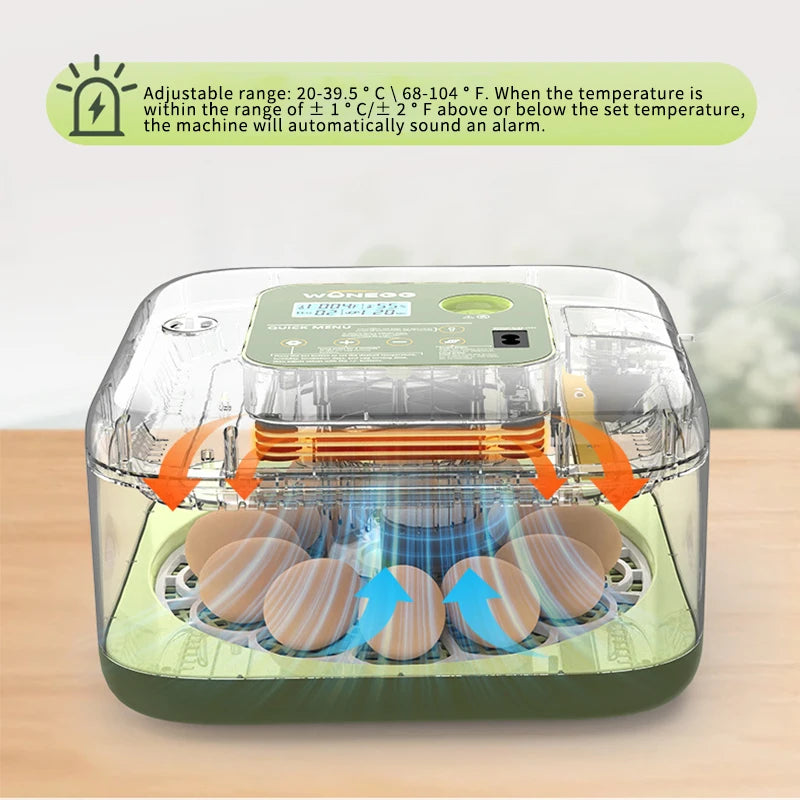 Nueva máquina incubadora de huevos de 12 polluelos, incubadora de huevos para huevos de codorniz, pollo de ganso, incubadora totalmente automática