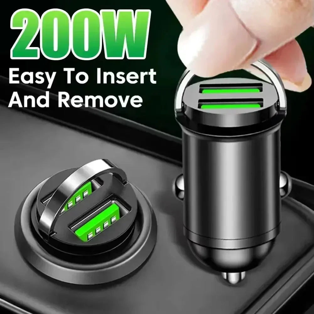 Mini cargador de coche de 100W tipo C, carga rápida USB Dual para iphone 15 pro max, Samsung, Huawei, Xiaomi, cargador de encendedor de cigarrillos