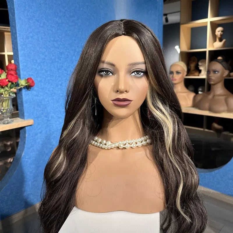 Cabeza de peluca femenina, maniquí de piel marrón claro, maquillaje realista, cabeza de maniquí, soporte para peluca, 1,8 kg/unidad, cabeza simulada de relleno de espuma para pelucas