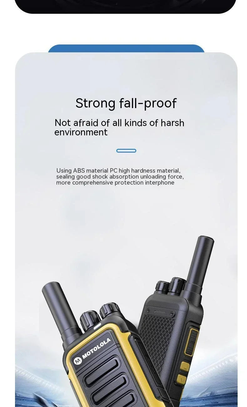 Motolola 2 uds Mini Walkie Talkie Radio bidireccional portátil conjunto de transceptor UHF walkie-talkies Radio Walkie Talkie COD de largo alcance