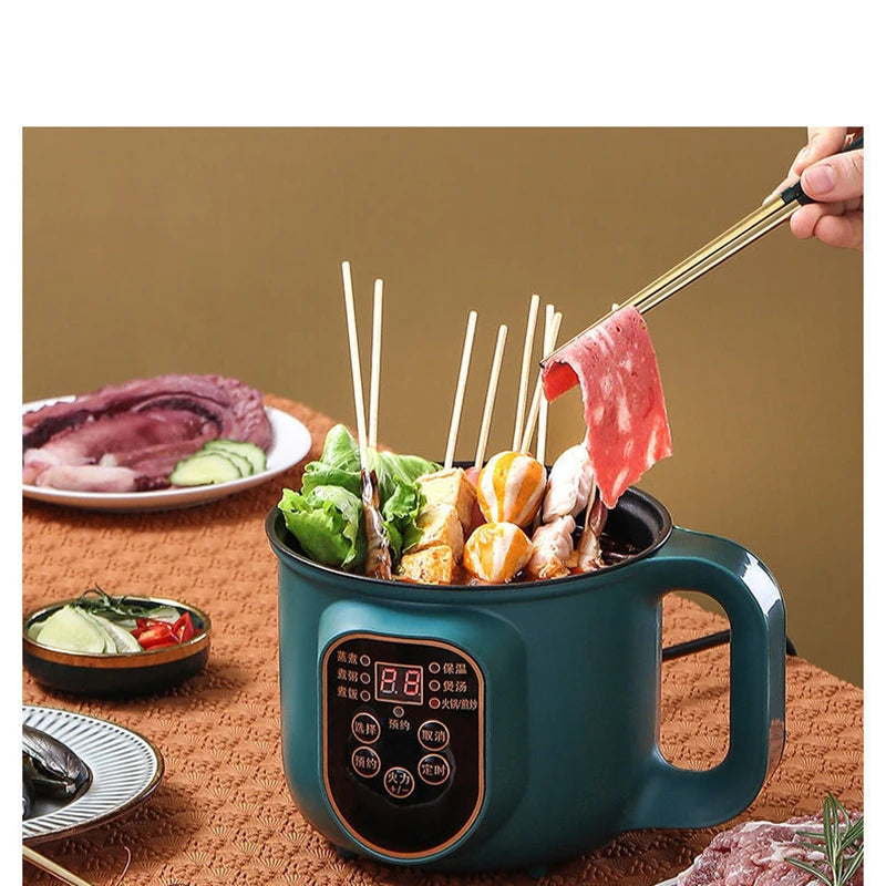 Olla caliente eléctrica, multicocina, estofado, huevos, sopa, fideos, vaporizador, ollas arroceras, olla de cocina, enchufe europeo